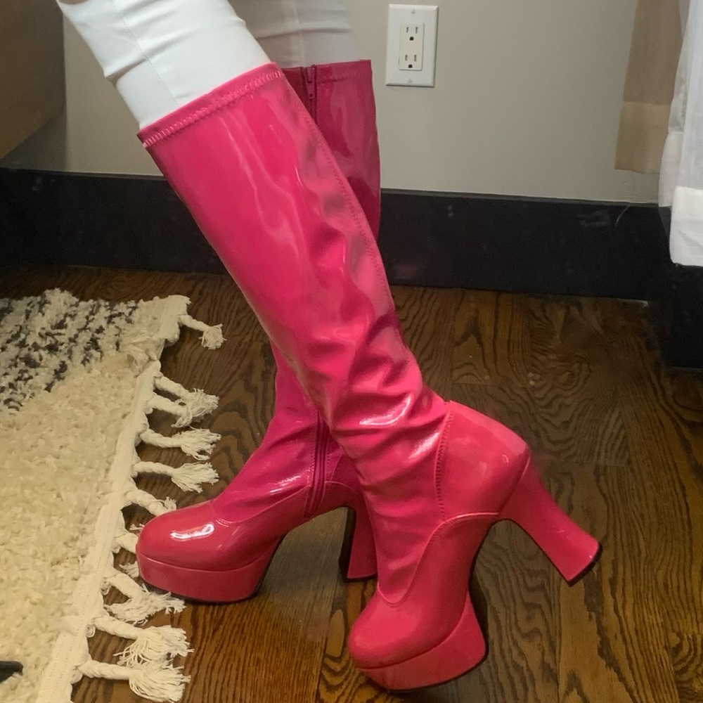 Hot Pink 60s Disco Gogo boots